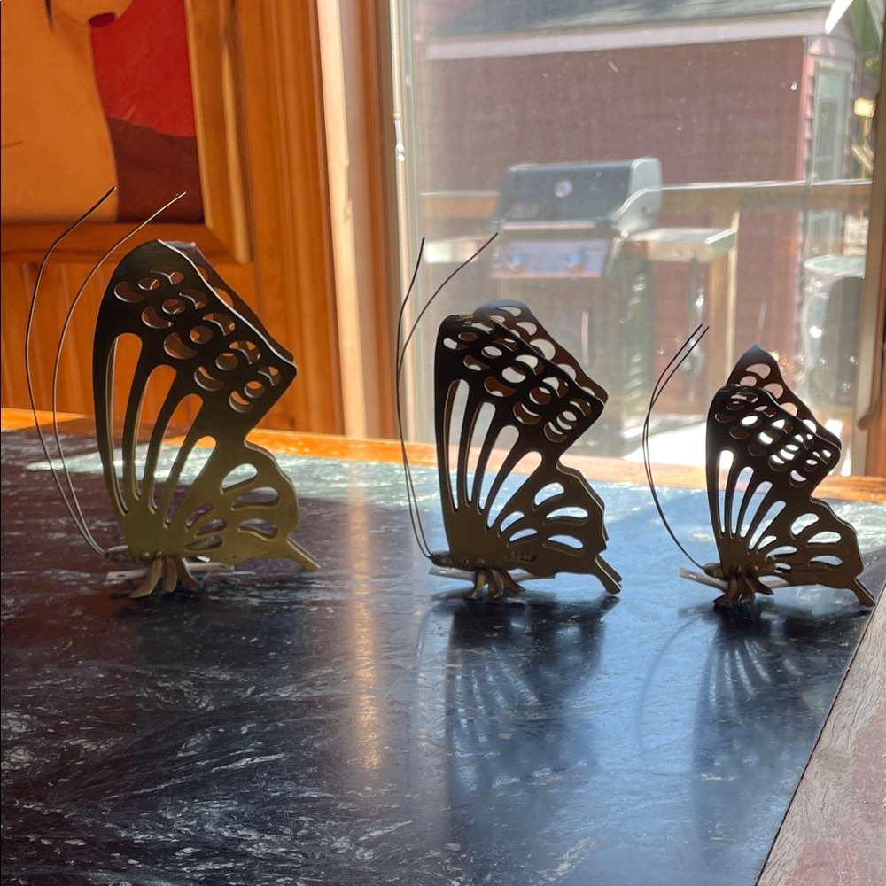 Vintage MCM Metal Butterfly Decor Set